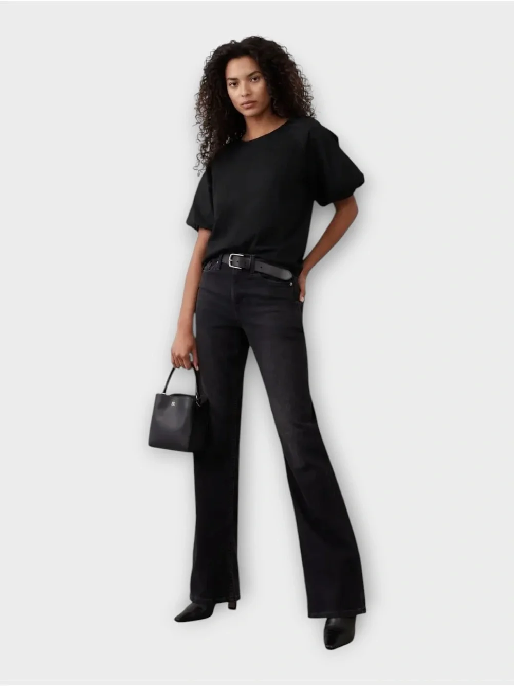 Banana‎ Republic Black Puff Sleeve Blouse Top XS